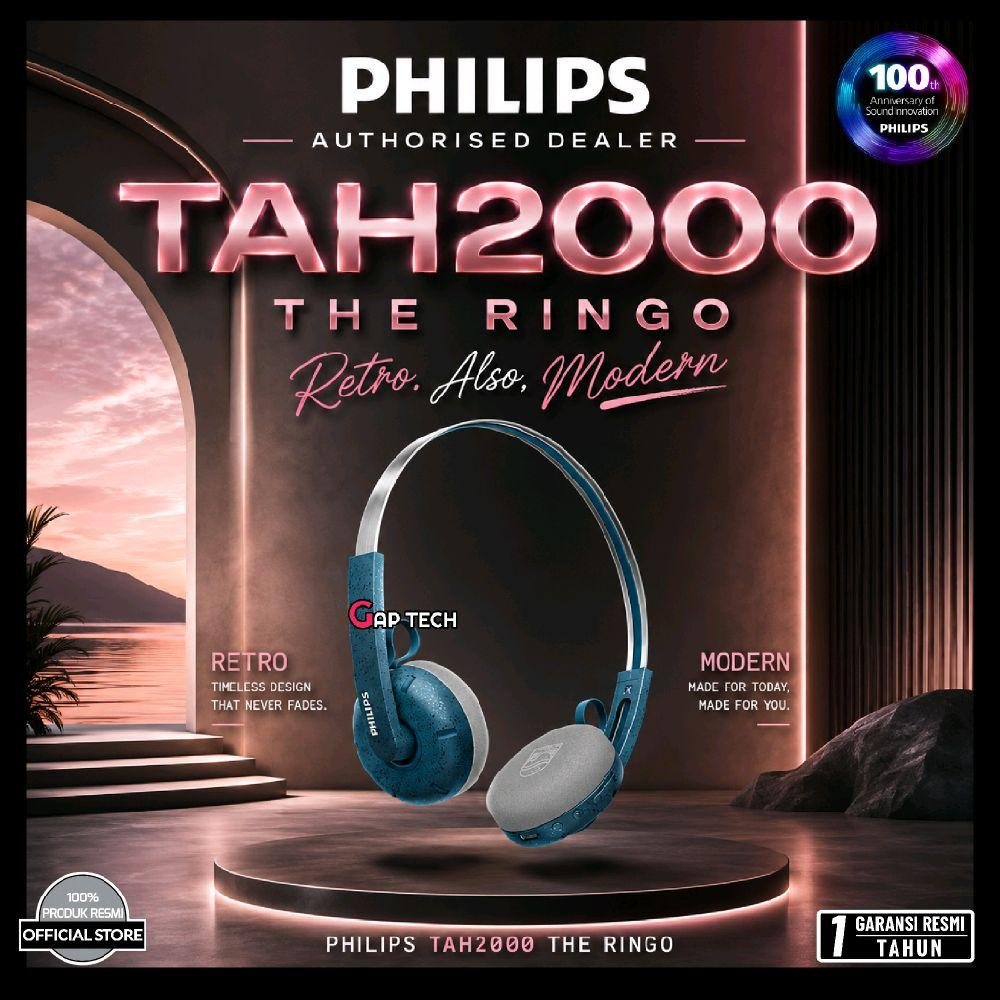 Philips TAH2000 On-ear Wireless Headphone Original - TEAL / TOSCA