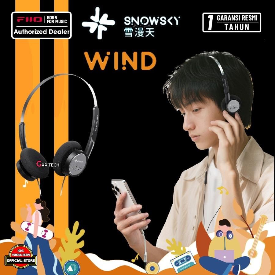 FiiO Snowsky Wind 40mm Dynamic Driver Retro Wired Headphone Original - Black