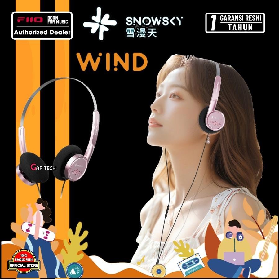 FiiO Snowsky Wind 40mm Dynamic Driver Retro Wired Headphone Original - Pink