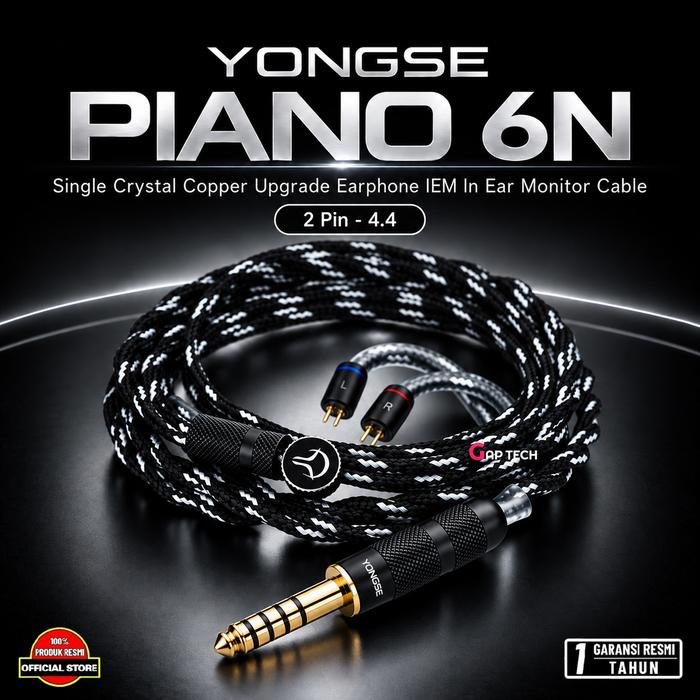Yongse Piano 6N Single Crystal Copper Upgrade Earphone IEM In Ear Monitor Cable Original - 2 Pin - 4.4mm