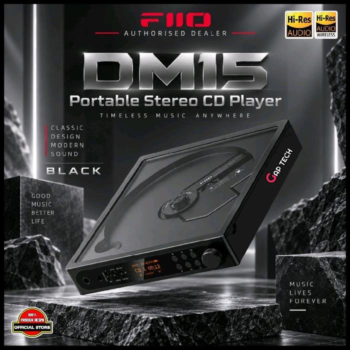 Fiio DM15 / DM 15 (AKM) Portable Stereo CD Player with Dual AK44935 DACs / CD Player Original - Black