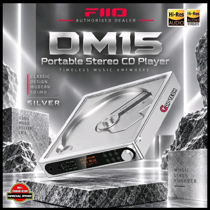 Fiio DM15 / DM 15 (AKM) Portable Stereo CD Player with Dual AK44935 DACs / CD Player Original - Silver