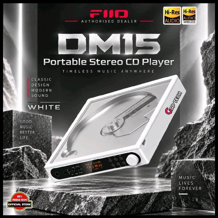 Fiio DM15 / DM 15 (AKM) Portable Stereo CD Player with Dual AK44935 DACs / CD Player Original - White