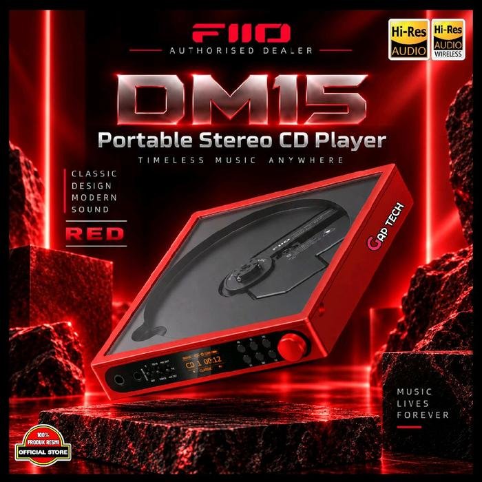 Fiio DM15 / DM 15 (AKM) Portable Stereo CD Player with Dual AK44935 DACs / CD Player Original - Red