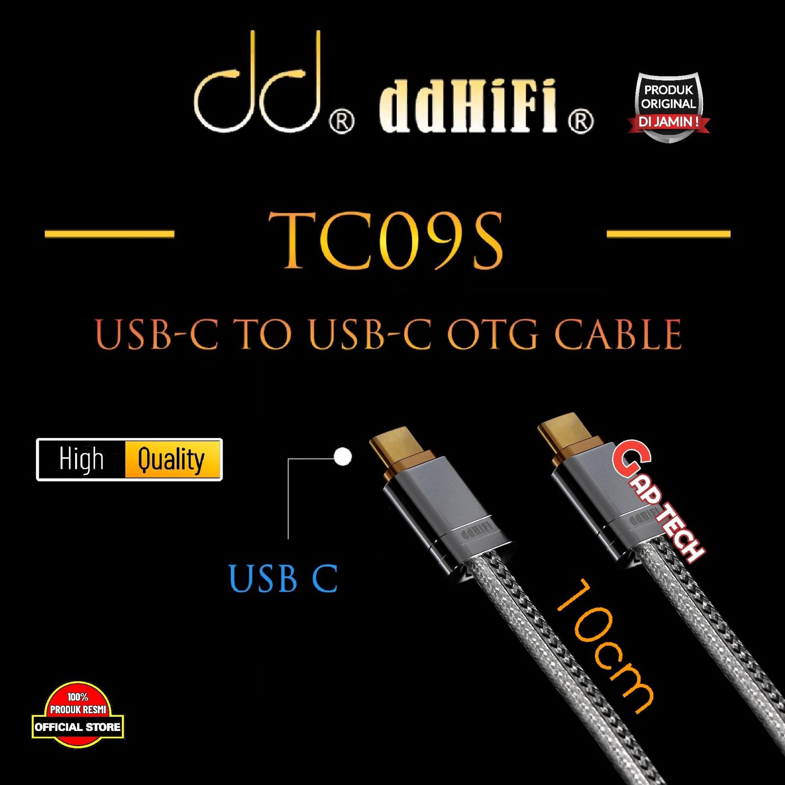 DD DDHIFI TC09S / TC 09S / TC 09 S USB-C to USB-C OTG Cable Original - 10CM