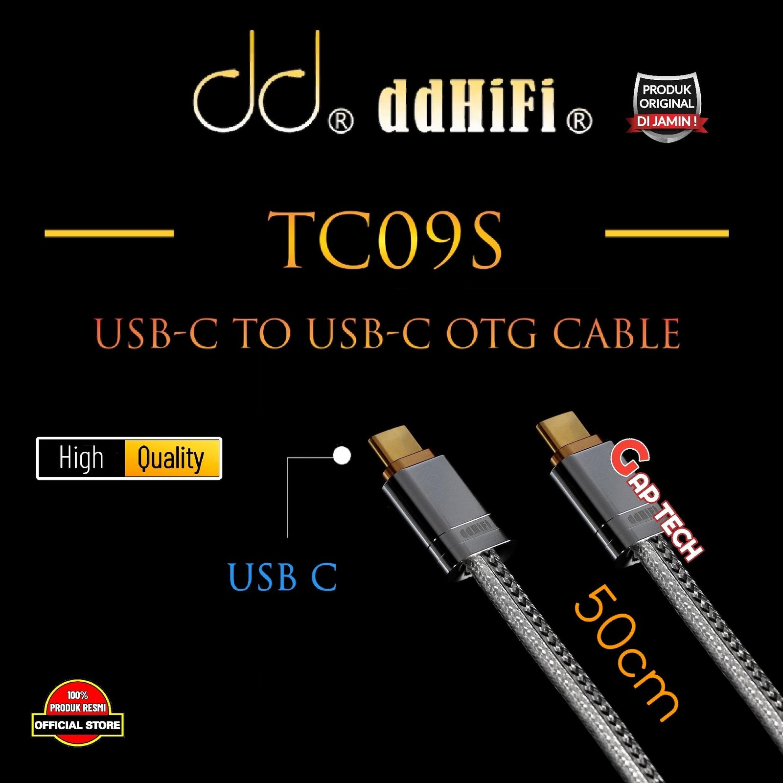 DD DDHIFI TC09S / TC 09S / TC 09 S USB-C to USB-C OTG Cable Original - 50CM
