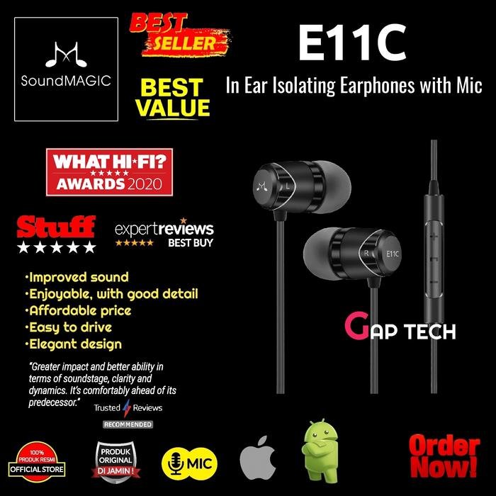 Soundmagic E11C / E 11C In Ear Isolating Earphones with Mic Original - Black