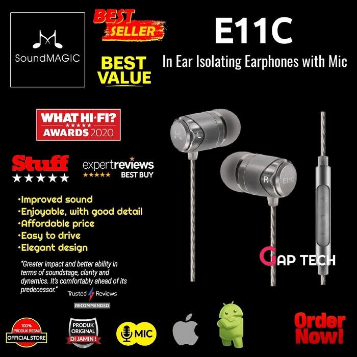 Soundmagic E11C / E 11C In Ear Isolating Earphones with Mic Original - Silver