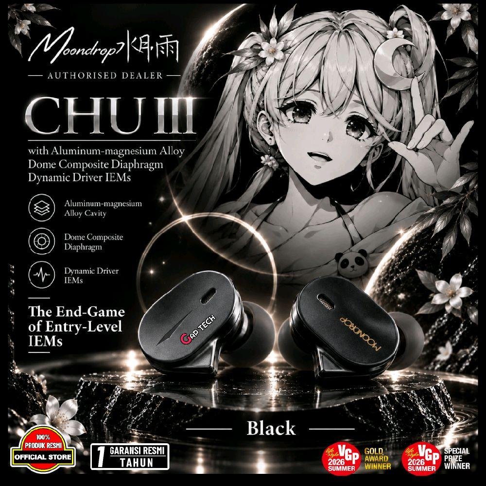 Moondrop Chu III / Chu 3 / Chu3  Aluminum-magnesium Alloy Dome Composite Diaphragm Dynamic Driver In Ear Monitor Earphone / IEM Original - Black