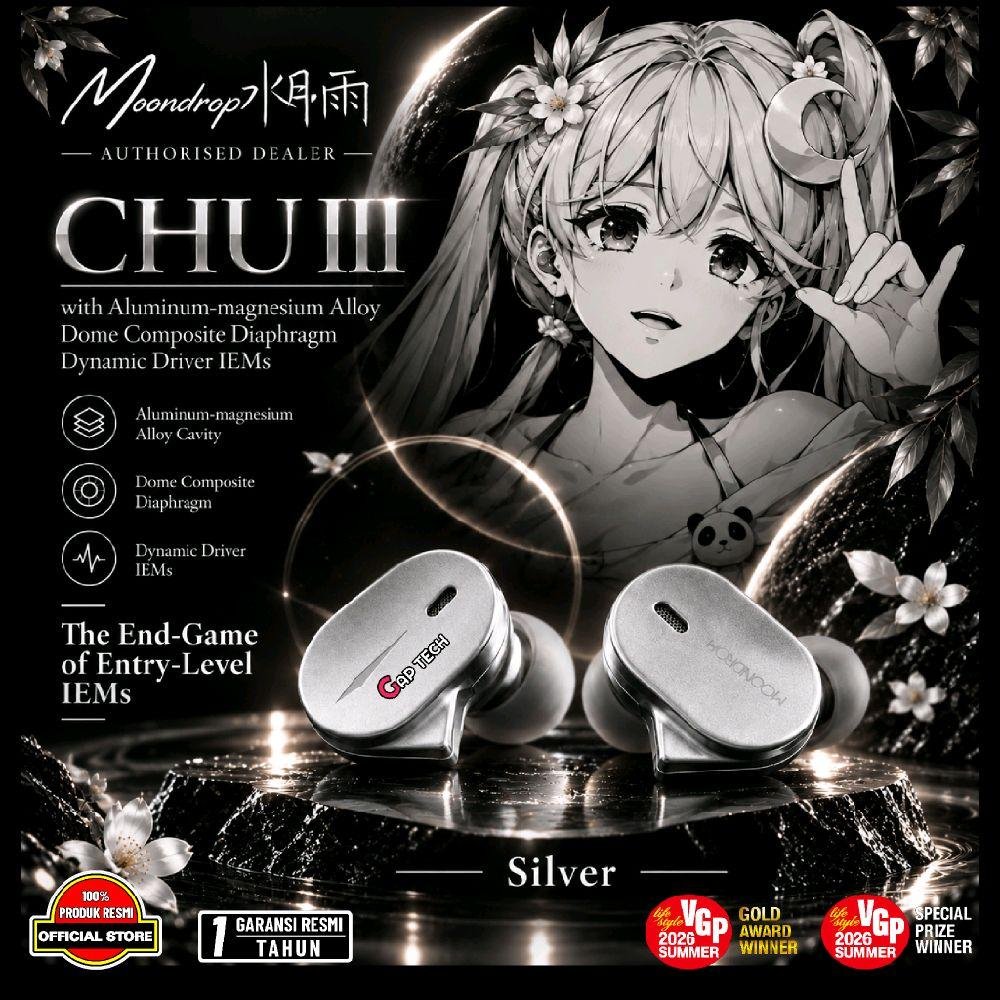 Moondrop Chu III / Chu 3 / Chu3  Aluminum-magnesium Alloy Dome Composite Diaphragm Dynamic Driver In Ear Monitor Earphone / IEM Original - Silver