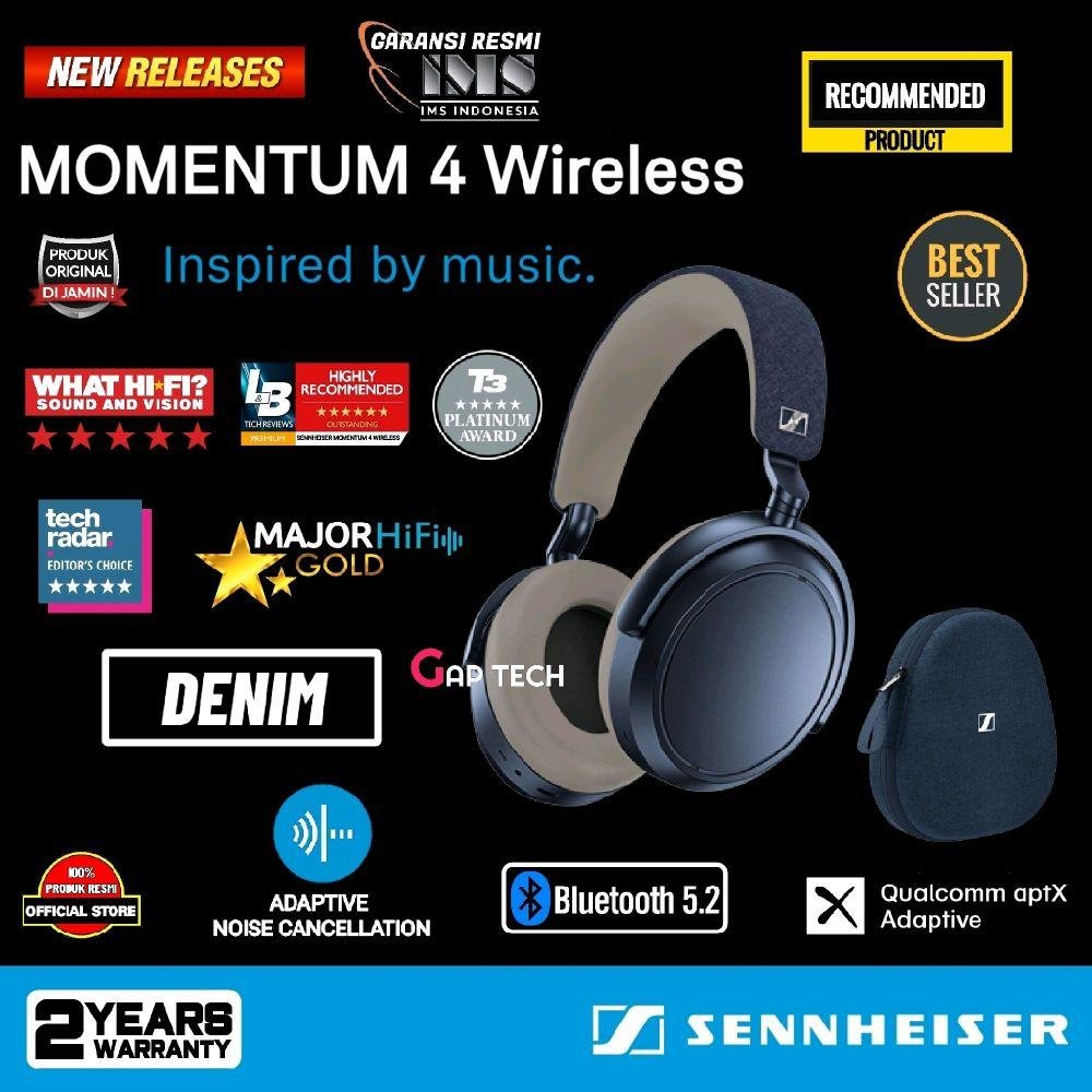 Sennheiser Momentum 4 Wireless Adaptive Noise Cancellation Headphone Original - DENIM