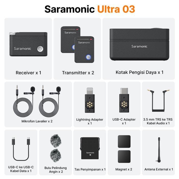 Saramonic Ultra Ultimate 2-Channel Wireless Clip On Microphone System with Timecode Noise Canceling Original - Saramonic Ultra 03