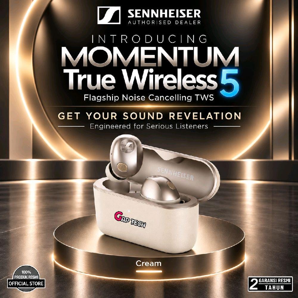 Sennheiser MOMENTUM True Wireless 5 Flagship Noise Cancelling True Wireless Earbuds / TWS Original - CREAM