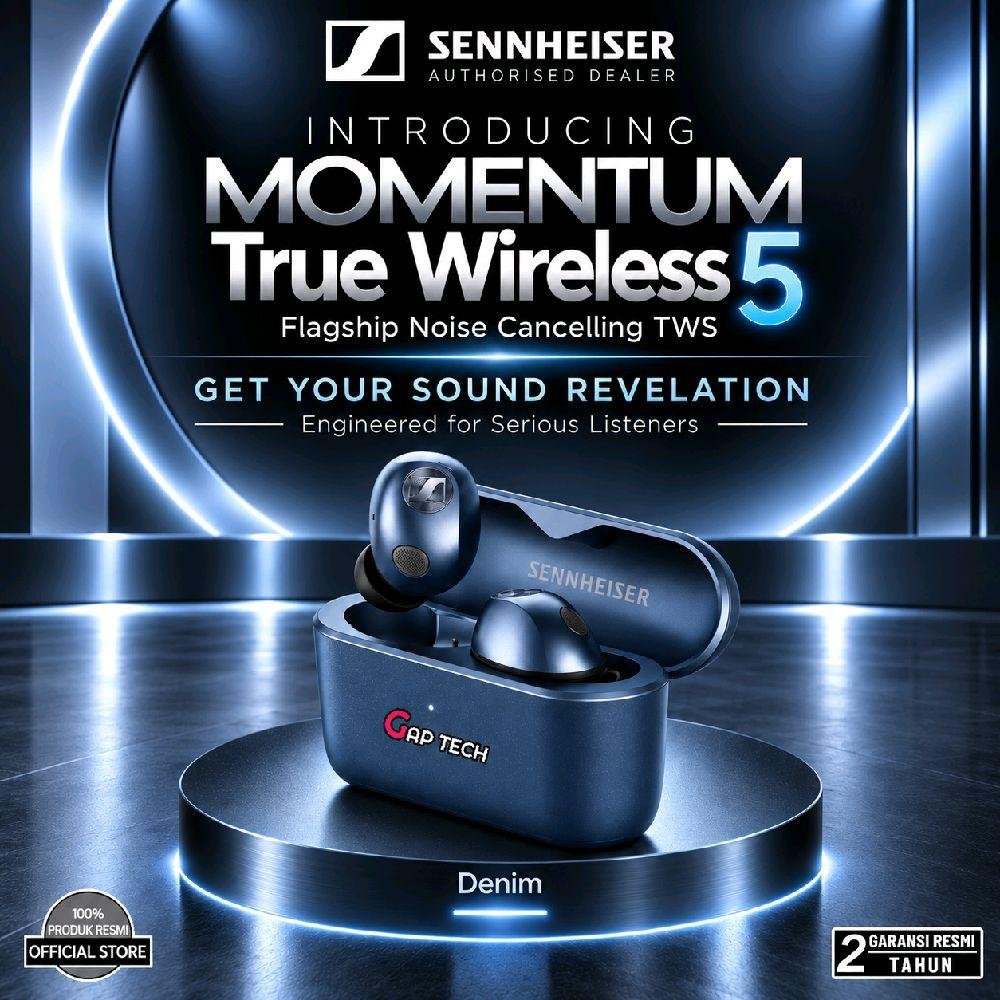 Sennheiser MOMENTUM True Wireless 5 Flagship Noise Cancelling True Wireless Earbuds / TWS Original - DENIM