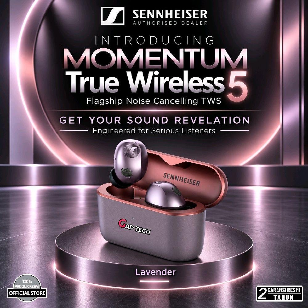 Sennheiser MOMENTUM True Wireless 5 Flagship Noise Cancelling True Wireless Earbuds / TWS Original - LAVENDER