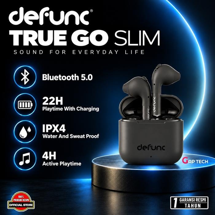 Defunc True Go Slim True Wireless Earbuds Earphone TWS True GoSlim Original - Black