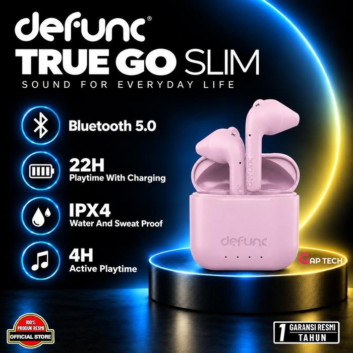 Defunc True Go Slim True Wireless Earbuds Earphone TWS True GoSlim Original - Pink
