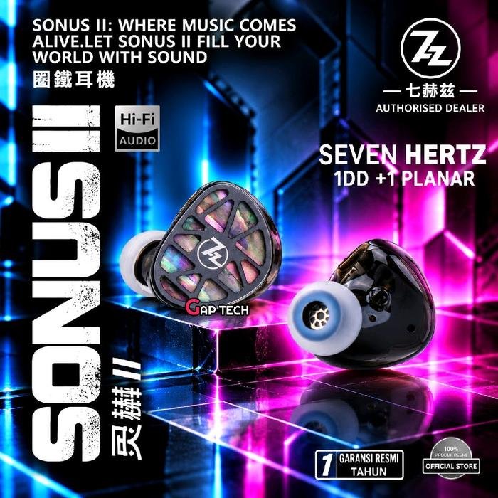 7Hz Sonus II / Sonus 2 Dynamic + Planar Hybrid HiFi Wired In Ear Monitor Earphones / IEM Original - Black